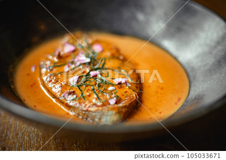 Fish in Thai Red Curry Chili Sauce 105033671