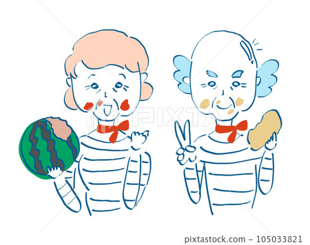 老年人享用夏季水果插畫素材 老年人享用夏季水果插畫素材 105033821