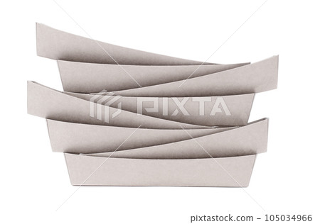 Recycled paper trays for snacks, isolated on white Recycled paper trays for snacks, isolated on white 105034966
