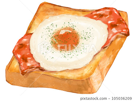 逼真的半熟煎雞蛋吐司 105036209