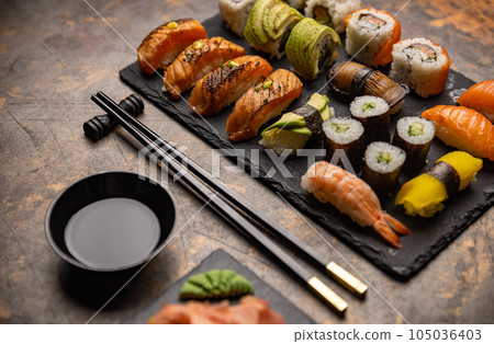 Sushi set menu. Sushi set menu. 105036403