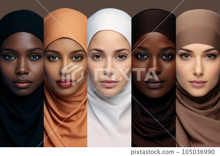 Closeup portrait of diverse multicultural women, AI-generated content 105036990