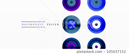 Abstract background with circle symmetric grid composition. Circle pattern creating sense of movement. Grid adds structure and balance to the composition, with equal spacing between each circle Abstract background with circle symmetric grid composition. Circle pattern creating sense of movement. Grid adds structure and balance to the composition, with equal spacing between each circle 105037152