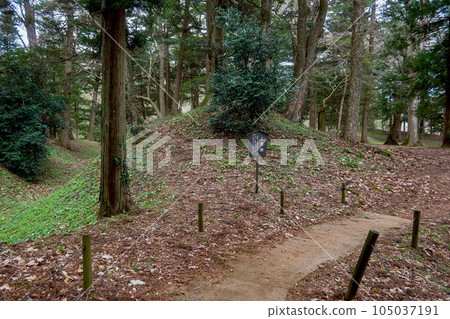 Empty moat and earthen mound remaining at Fukushima Shirakawa no Seki site 105037191