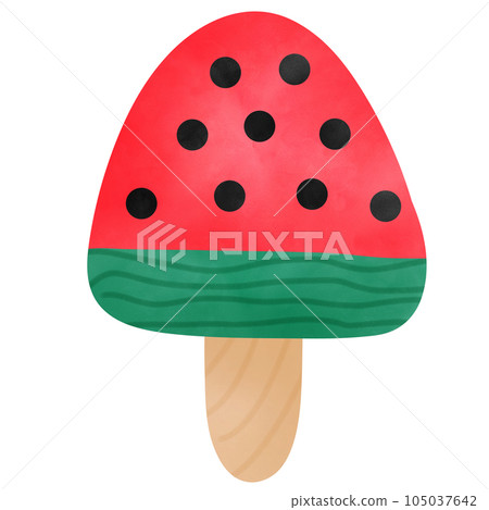 Drawing of skewer of watermelon isolated on transparent background for usage as an illustration, food, fruits and eating concept 105037642