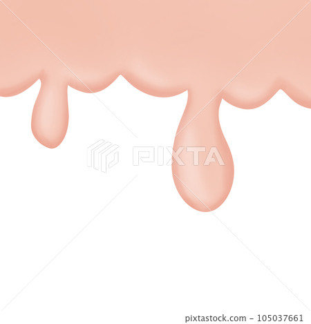Abstract pink flowing fluid or melting cream down isolated on transparent background for usage as an aesthetic and a decorative element 105037661