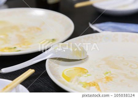plate of finished chinese food plate of finished chinese food 105038124