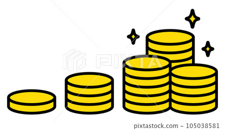 Illustration of a coin that has successfully accumulated 105038581