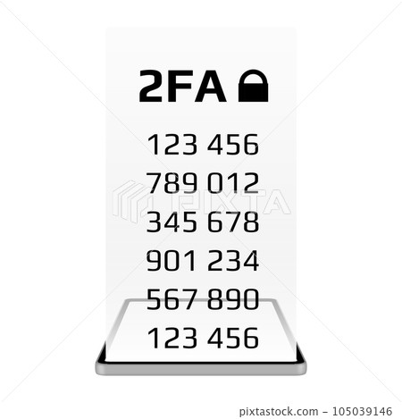 Two factor authentication 2FA concept with a smartphone isolated on white background. Protecting your money. Vector illustration. 105039146