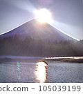 Golden Mt. Fuji ridgeline - Diamond Fuji at dawn of the New Year 105039199