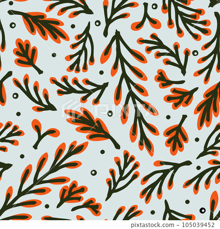 Vector seamless patten with autumn leaves on branches. Vector seamless patten with autumn leaves on branches. 105039452