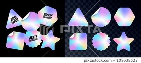 Holograph sticker label vector retro sale gradient. Hologram sticker mockup stamp badge emblem 105039522