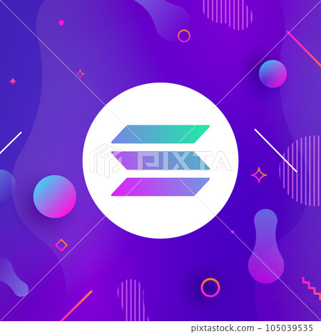 Solana logo coin icon. Isolated solana cryptocurrency token vector icon. Sol blockchain crypto bank. 105039535