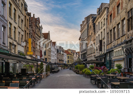 Antwerp Belgium, city skyline at Oude Koornmarkt street Antwerp Belgium, city skyline at Oude Koornmarkt street 105039715