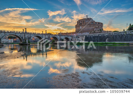 Rome Vatican Italy, sunset city skyline at Castel Sant'Angelo and Tiber River 105039744