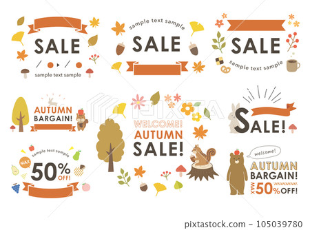 Autumn illustration frame set 1 (with letters) that can be used for banners, etc. 105039780
