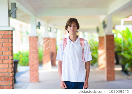 Kids back to school. Happy student with backpack. 105039945