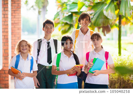 Kids back to school. Group of children. 105040258
