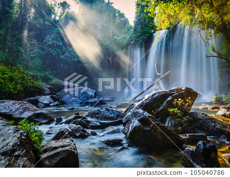 Tropical waterfall Phnom Kulen, Cambodia Tropical waterfall Phnom Kulen, Cambodia 105040786