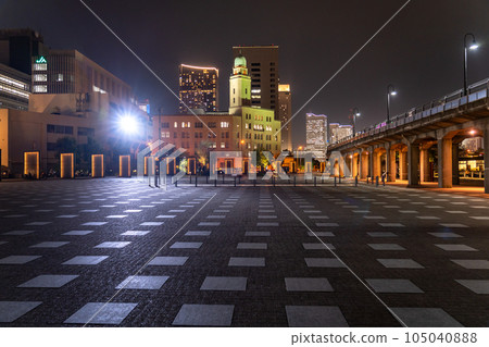《Kanagawa Prefecture》 Night view of Yokohama Port Town, Elephant Nose Park 105040888