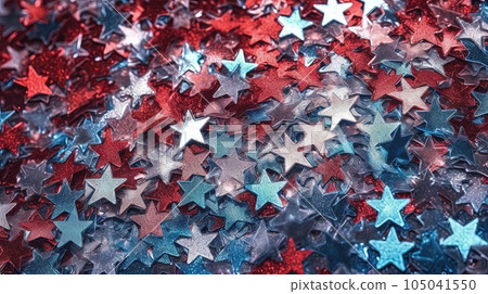 Abstract shiny background with blue and golden glitter. Scattered confetti sparkles with shiny gold and blue color. Generated AI. 105041550