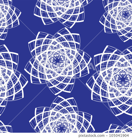 Seamless pattern of line art bright white stars blue background Seamless pattern of line art bright white stars blue background 105041904