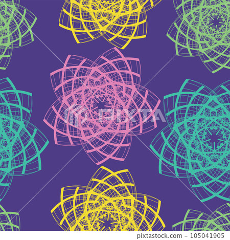 Seamless pattern of line art multicolored stars 105041905