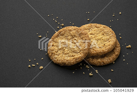 Oatmeal cookies on black background, full depth of field 105041929
