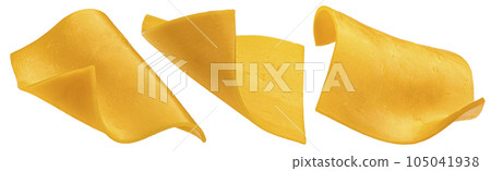 Processed cheese, burger cheese slices isolated on white background 105041938
