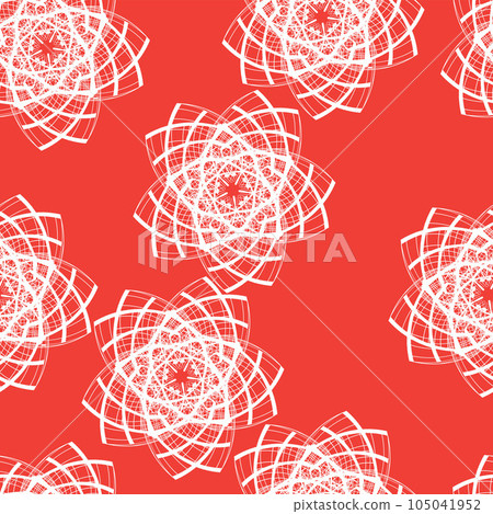 Seamless pattern with bright stars line art red background 105041952