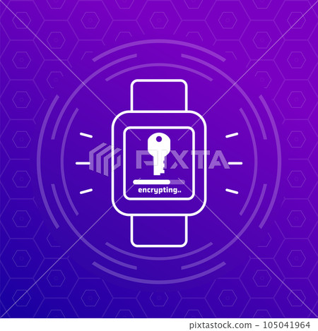 Encryption of personal data in smart watch icon Encryption of personal data in smart watch icon 105041964