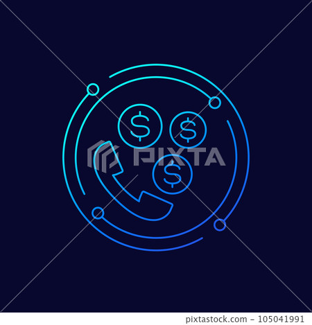 phone call cost icon, linear design 105041991