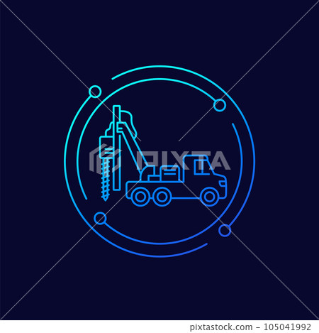 drill truck icon, linear design drill truck icon, linear design 105041992
