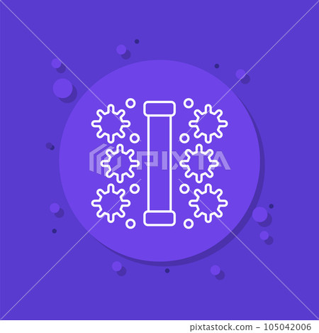 UV light sterilization UV-C lamp icon, line vector 105042006