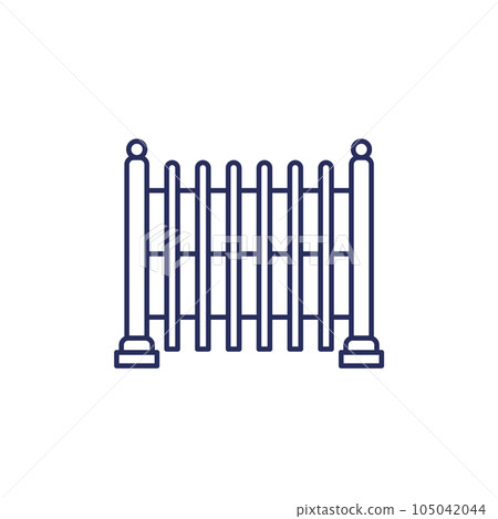 fence icon on white, line vector fence icon on white, line vector 105042044