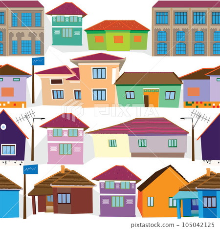Rows of colorful village houses seamless pattern Rows of colorful village houses seamless pattern 105042125