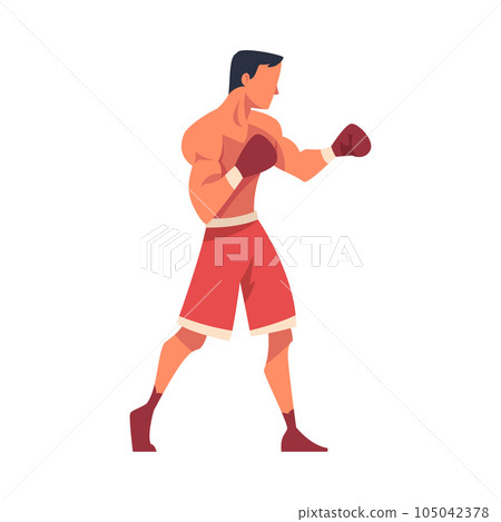 Man Engaged in Kickboxing as Martial Arts Vector Illustration Man Engaged in Kickboxing as Martial Arts Vector Illustration 105042378