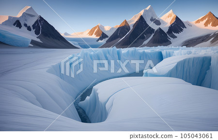 Fantastic winter landscape, created with the help of artificial intelligence. Fantastic winter landscape, created with the help of artificial intelligence. 105043061