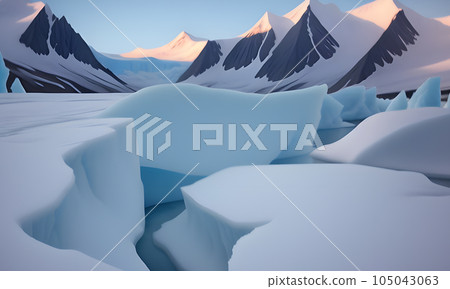 Fantastic winter landscape, created with the help of artificial intelligence. Fantastic winter landscape, created with the help of artificial intelligence. 105043063