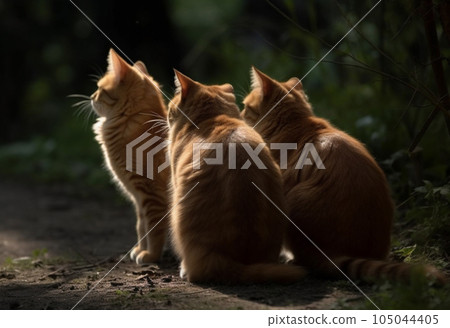 Back view of the chatora cat trio Back view of the chatora cat trio 105044405