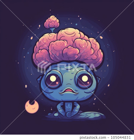 Cartoon pineal gland with melatonin Cartoon pineal gland with melatonin 105044831