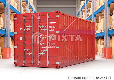 Cargo shipping and delivery concept. Cargo containers with parcels, 3D rendering 105045141