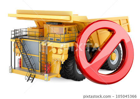 Dump truck with prohibition sign. 3D rendering Dump truck with prohibition sign. 3D rendering 105045366