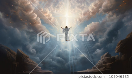 Second coming. Jesus Christ ascends to heaven AI 105046385