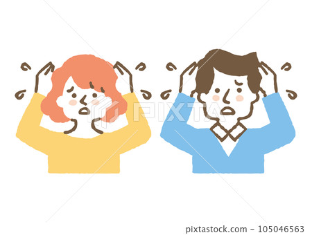 A couple who is impatient holding their head _ color A couple who is impatient holding their head _ color 105046563