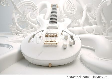abstract white background with elements of musical instruments and symbols  105047060