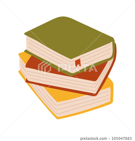 Illustration of stacked books in retro hues 105047883