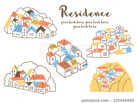 一組有樹木和建築物的風景_color 105048489