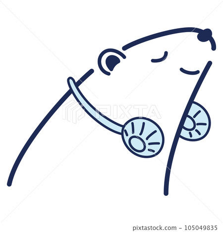 Illustration of a polar bear using a neck fan 105049835