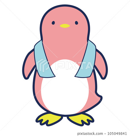 企鵝使用冷毛巾的插圖（冷感圖像） 105049841